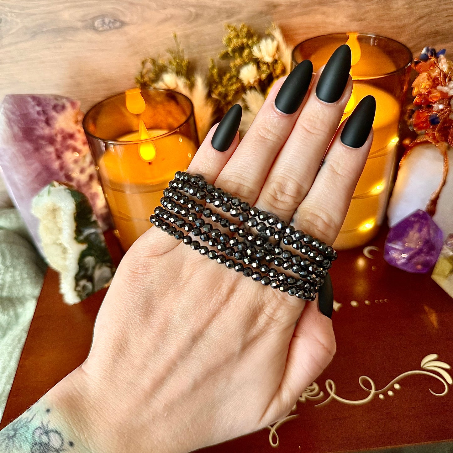 Hematite 4mm Faceted Bracelet, Transformation, Spiritual Awakening