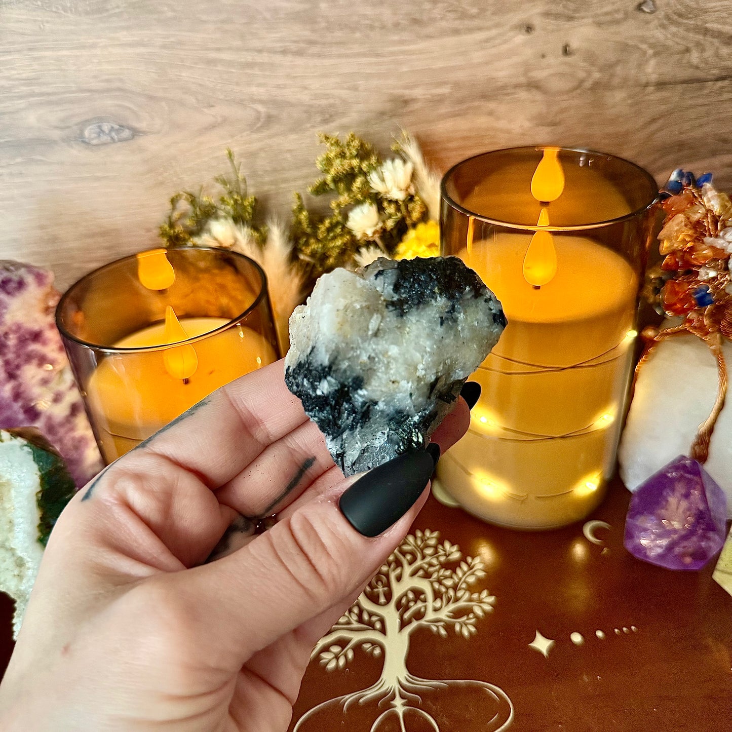 Raw Tourmated Quartz, Grounding & Protection Crystal