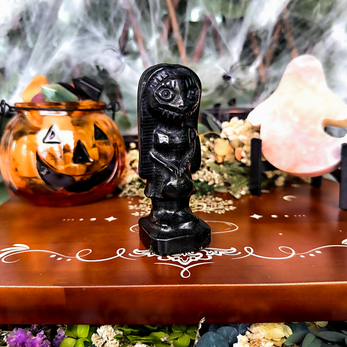 Nightmare Before Christmas Black Obsidian Carving, Jack Skellington & Sally, Choose Your Own!