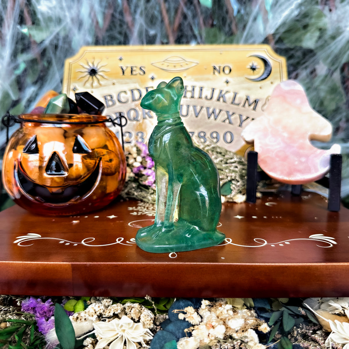 Mint Fluorite Sphinx Cat, Detoxing & Negativity Crystal