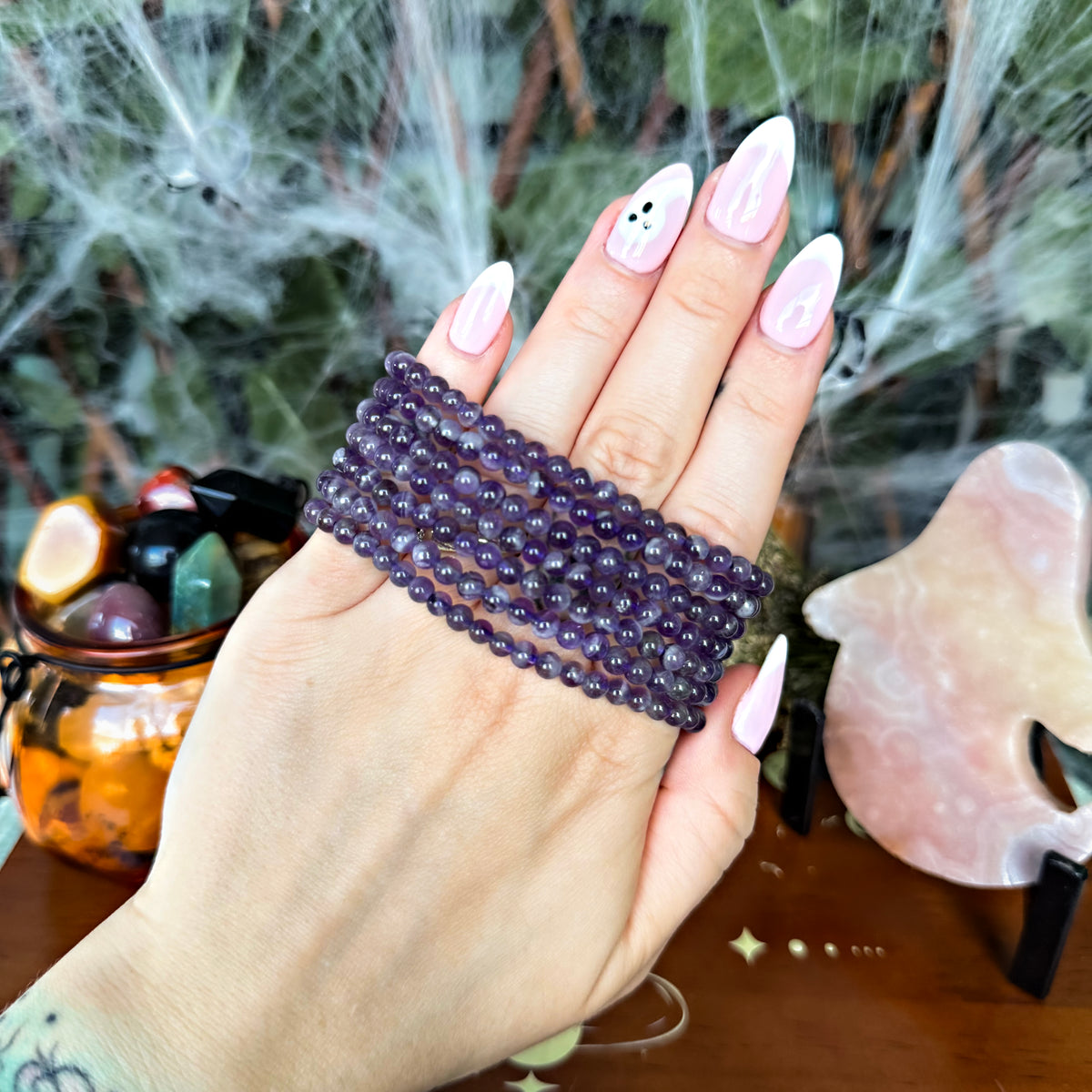 Dream Amethyst 4mm Bracelet, Stress Relieving, Third Eye Chakra