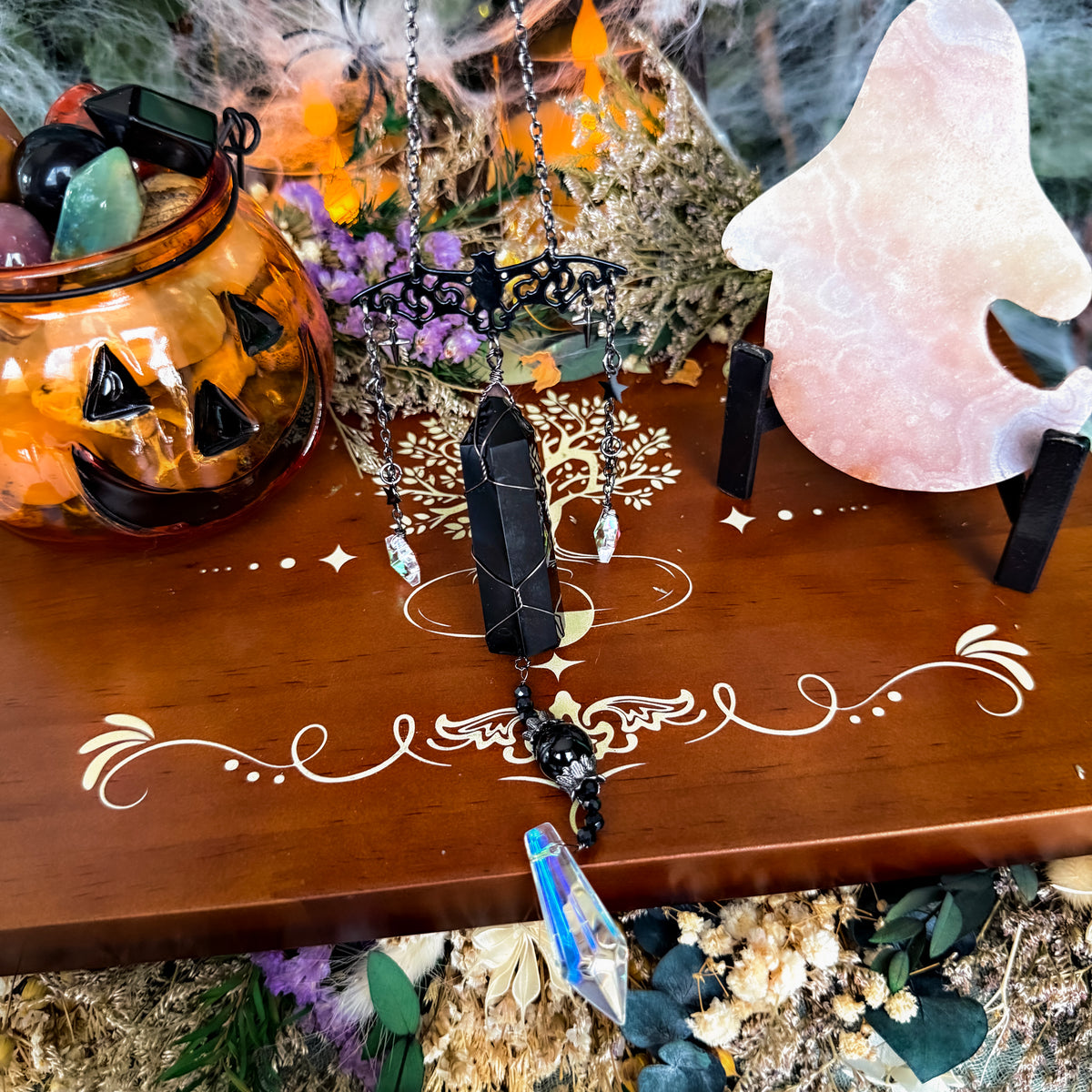 Black Obsidian Bat Sun Catcher, Negativity Stone, Protection