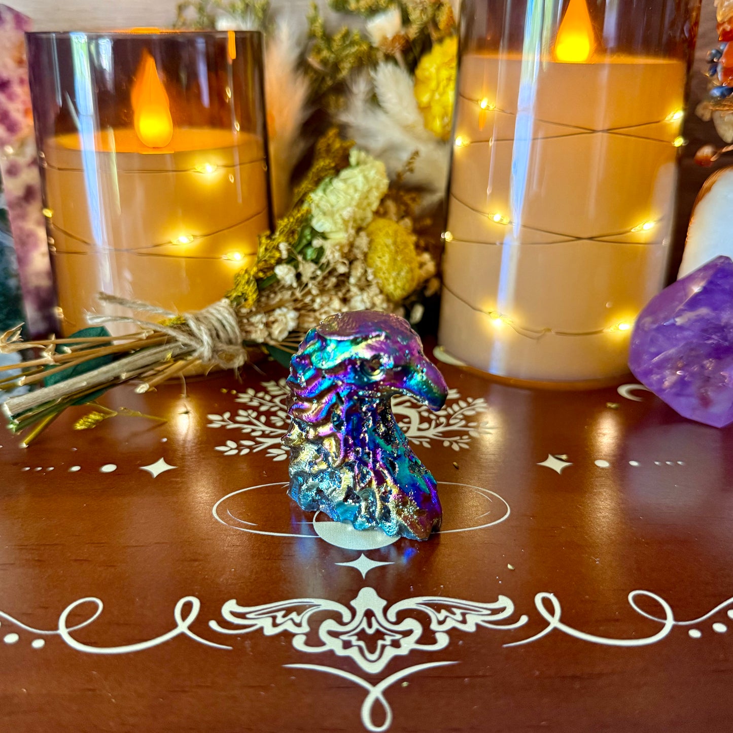 Eagle Head Carving, Assorted Crystals, Choose Your Own