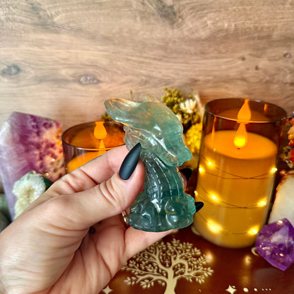 Dragon Head Carving, Fluorite, Rose Quartz, Obsidian, Yooperlite