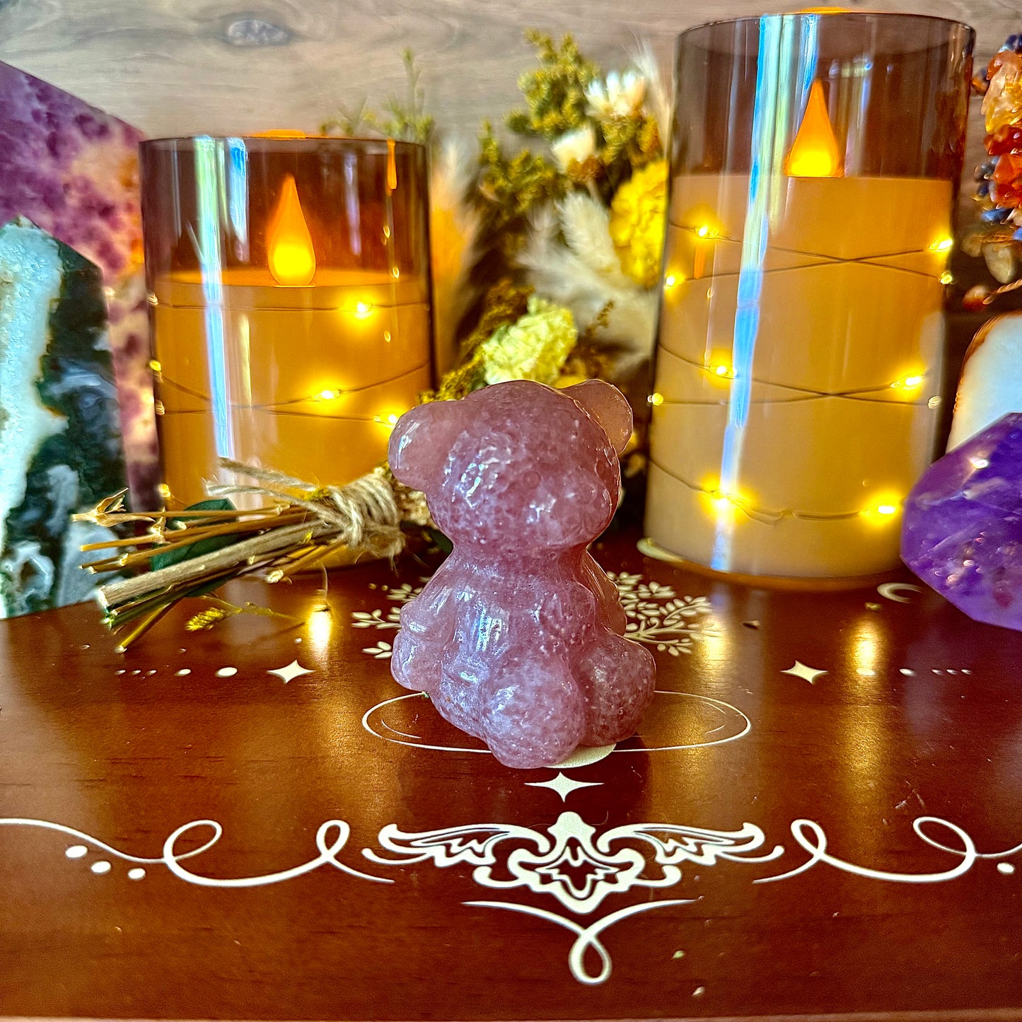 Teddy Bear Carved Crystal, Assorted Crystals, Choose Your Own
