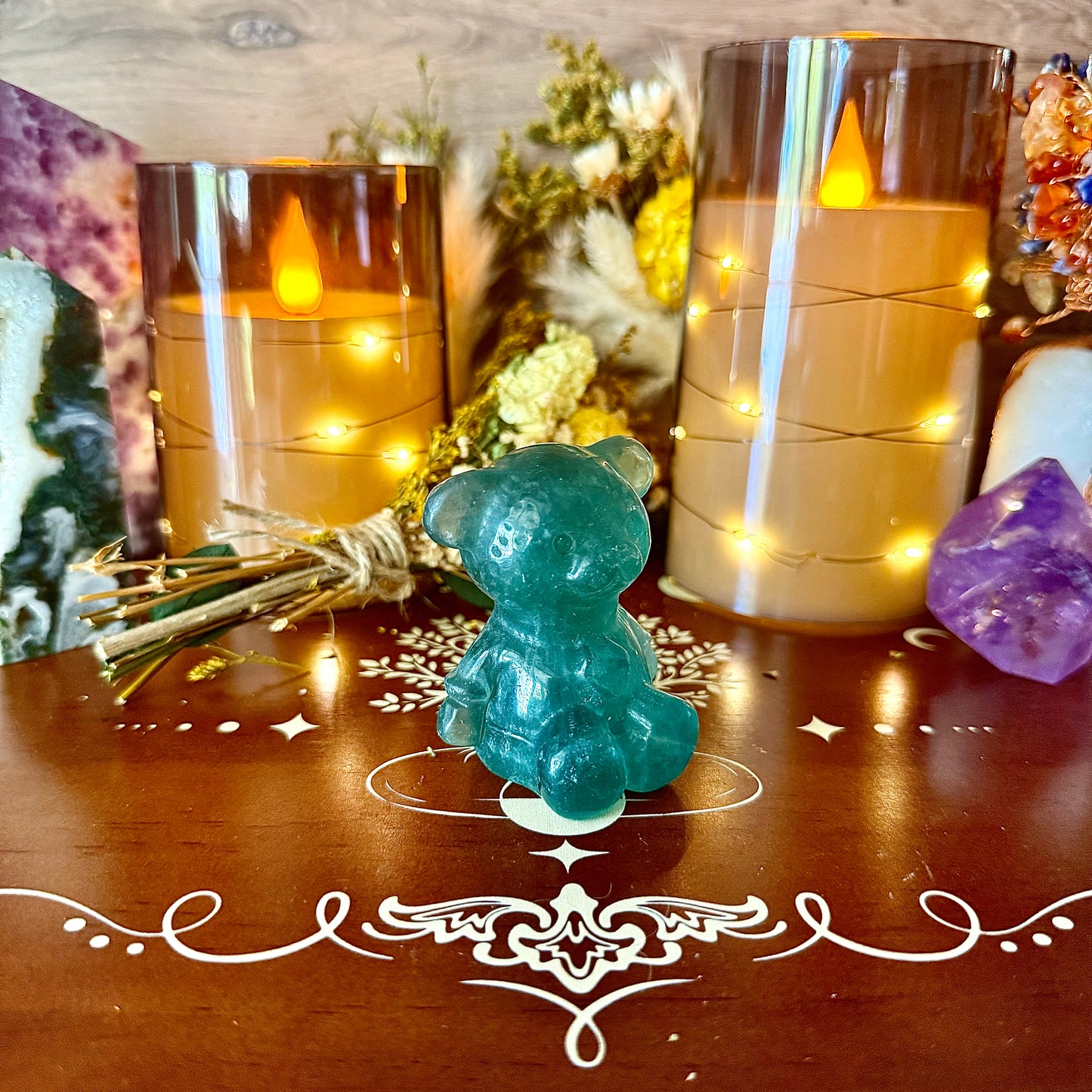 Teddy Bear Carved Crystal, Assorted Crystals, Choose Your Own