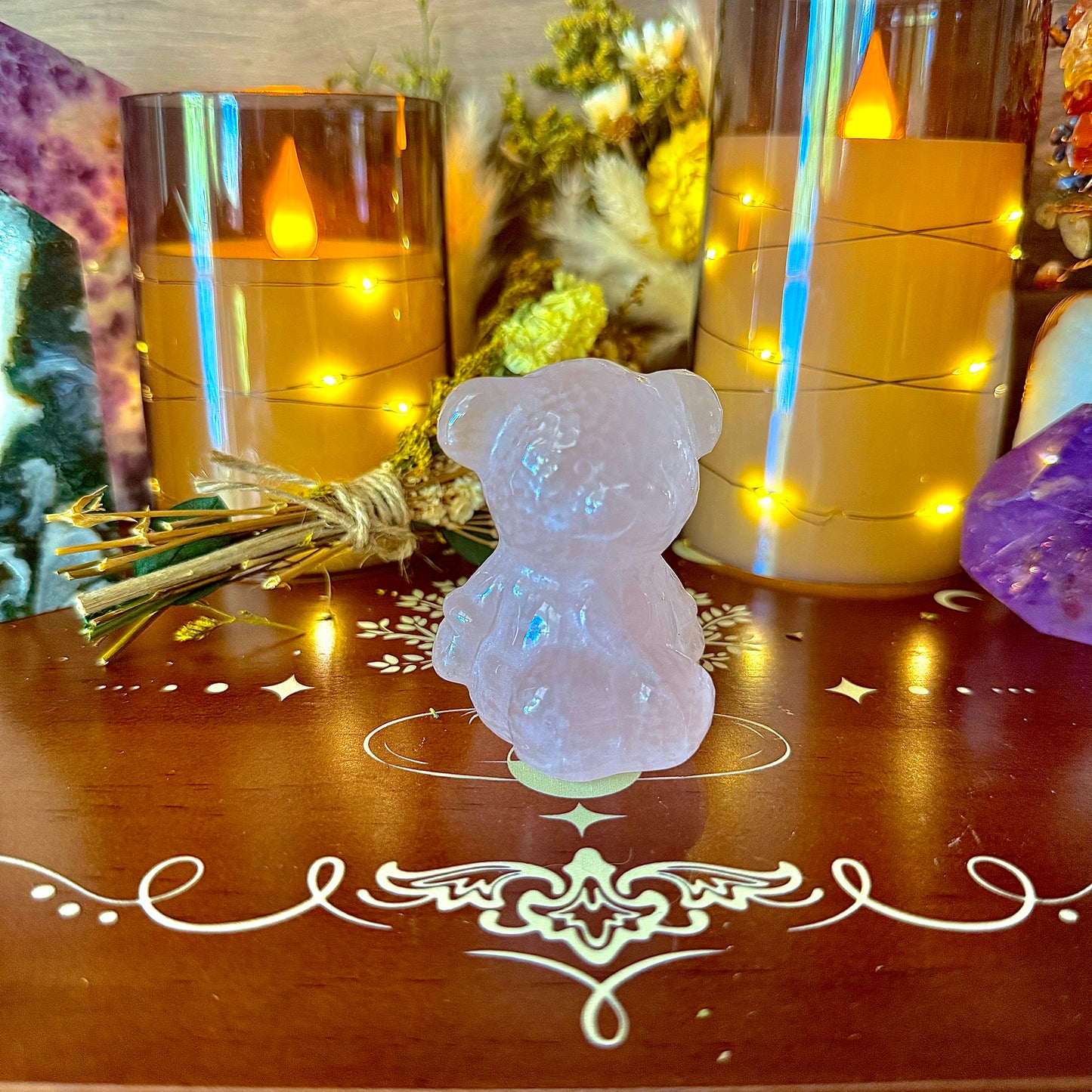 Teddy Bear Carved Crystal, Assorted Crystals, Choose Your Own