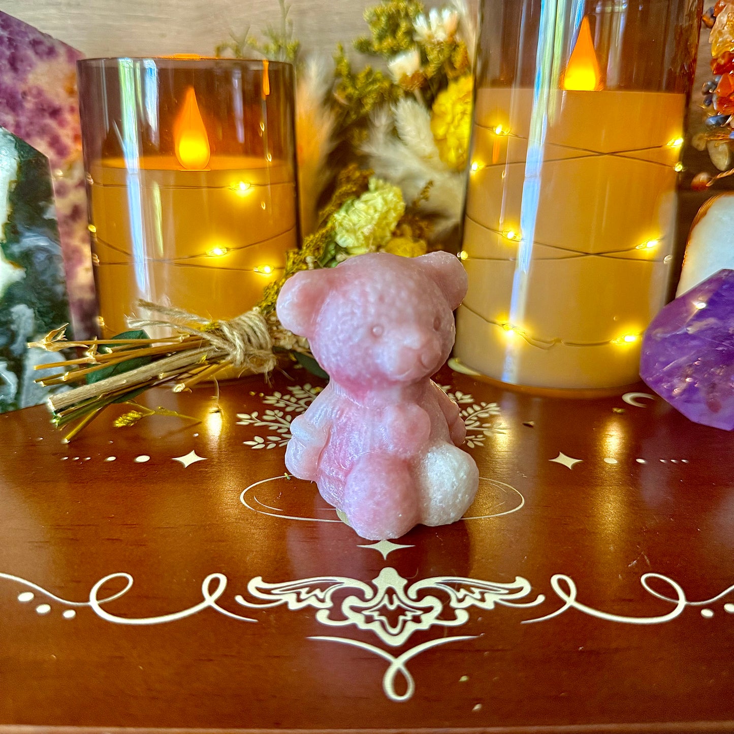 Teddy Bear Carved Crystal, Assorted Crystals, Choose Your Own