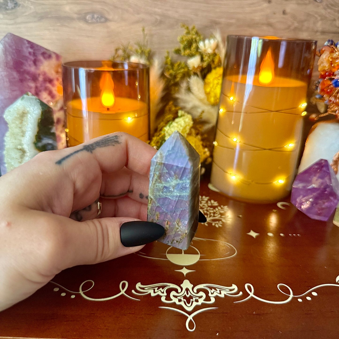 High Flash Sunset Labradorite Tower, Rainbow Flash, Intuition Crystal