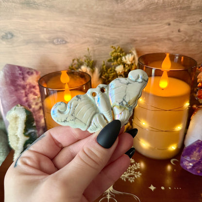 Assorted Butterfly Carving, Lepidolite, Aura Howlite, Obsidian, Fluorite
