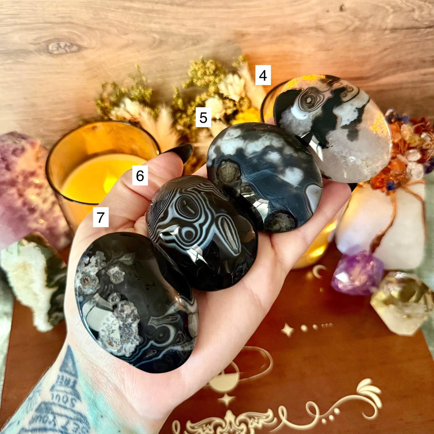 Black Banded Onyx Palmstone, Protection, Grounding & Balancing Stone
