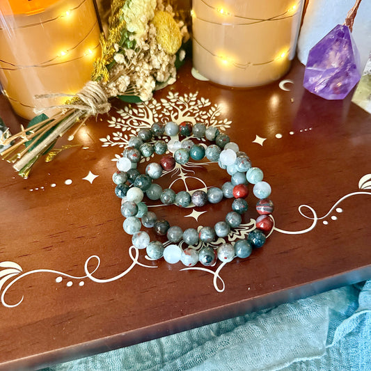 African Bloodstone 8mm Bracelet, Strength, Courage & Protection Stone