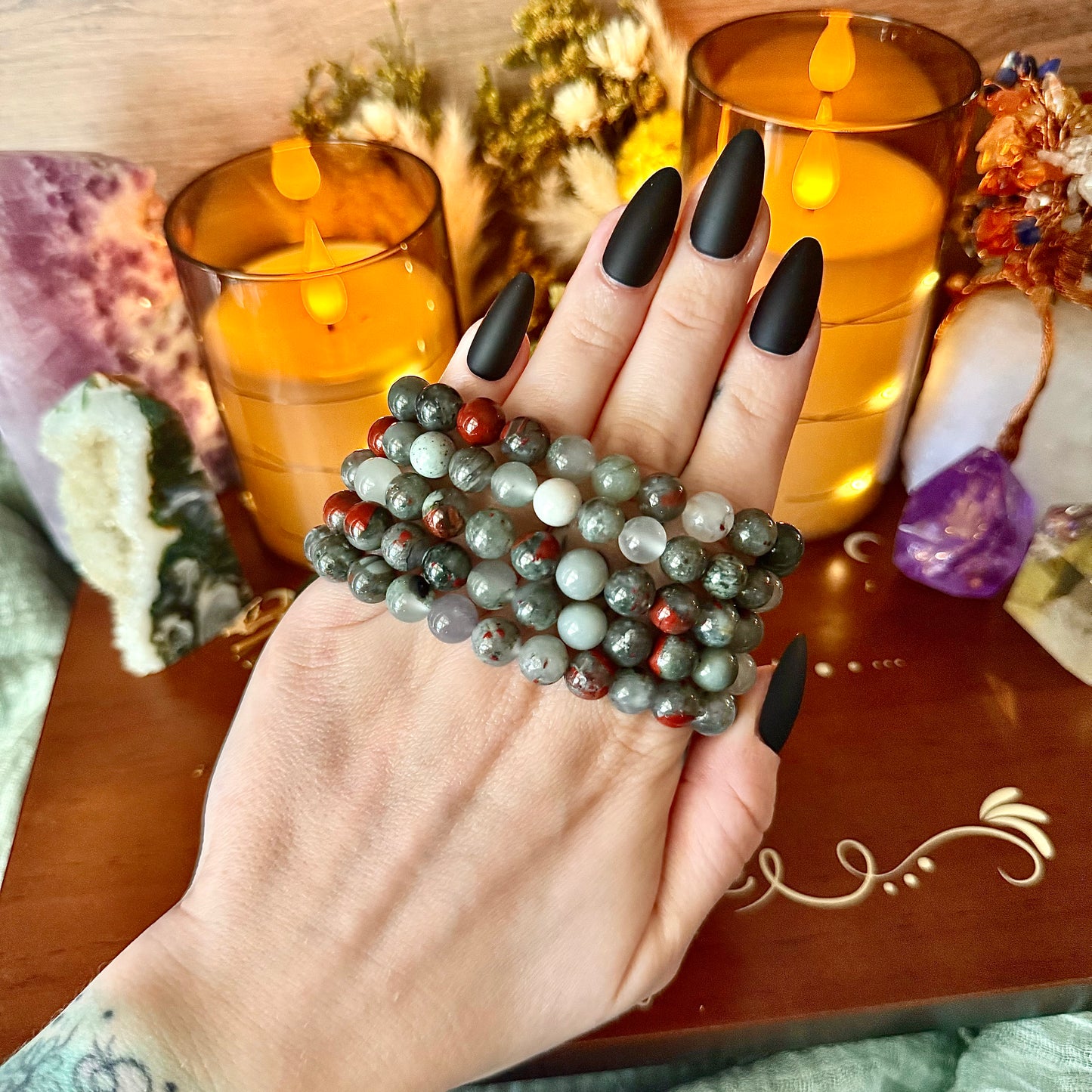 African Bloodstone 8mm Bracelet, Strength, Courage & Protection Stone