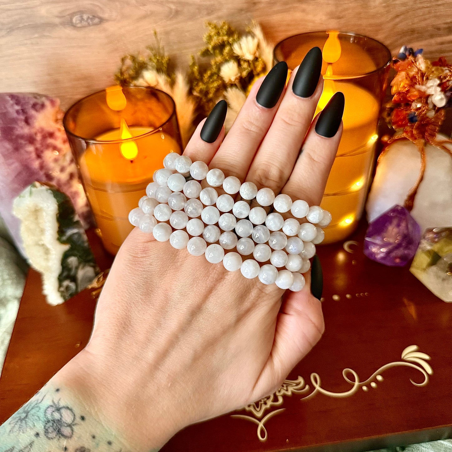 White Moonstone 8mm Bracelet, Intuition Crystal, New Beginnings