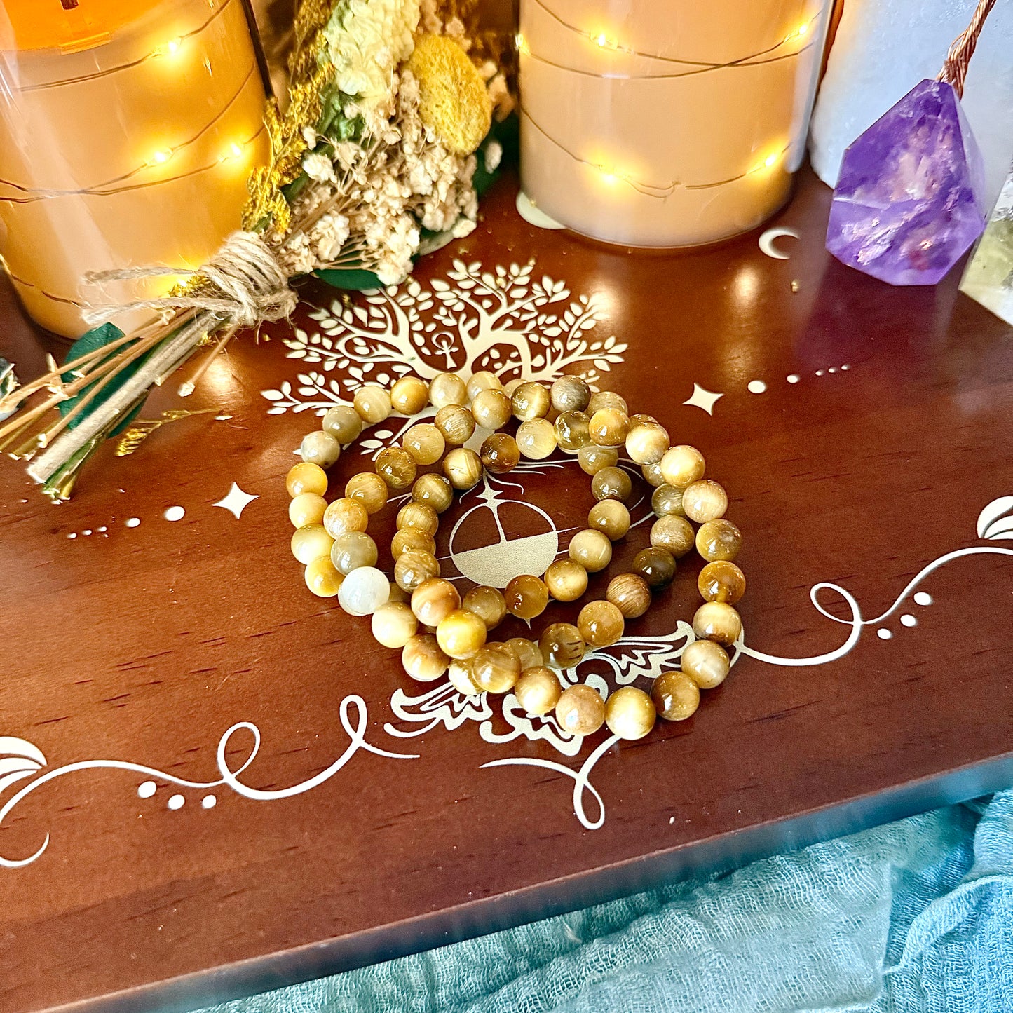 Honey Tigers Eye 8mm Bracelet, Stone of Positivity & Good Luck