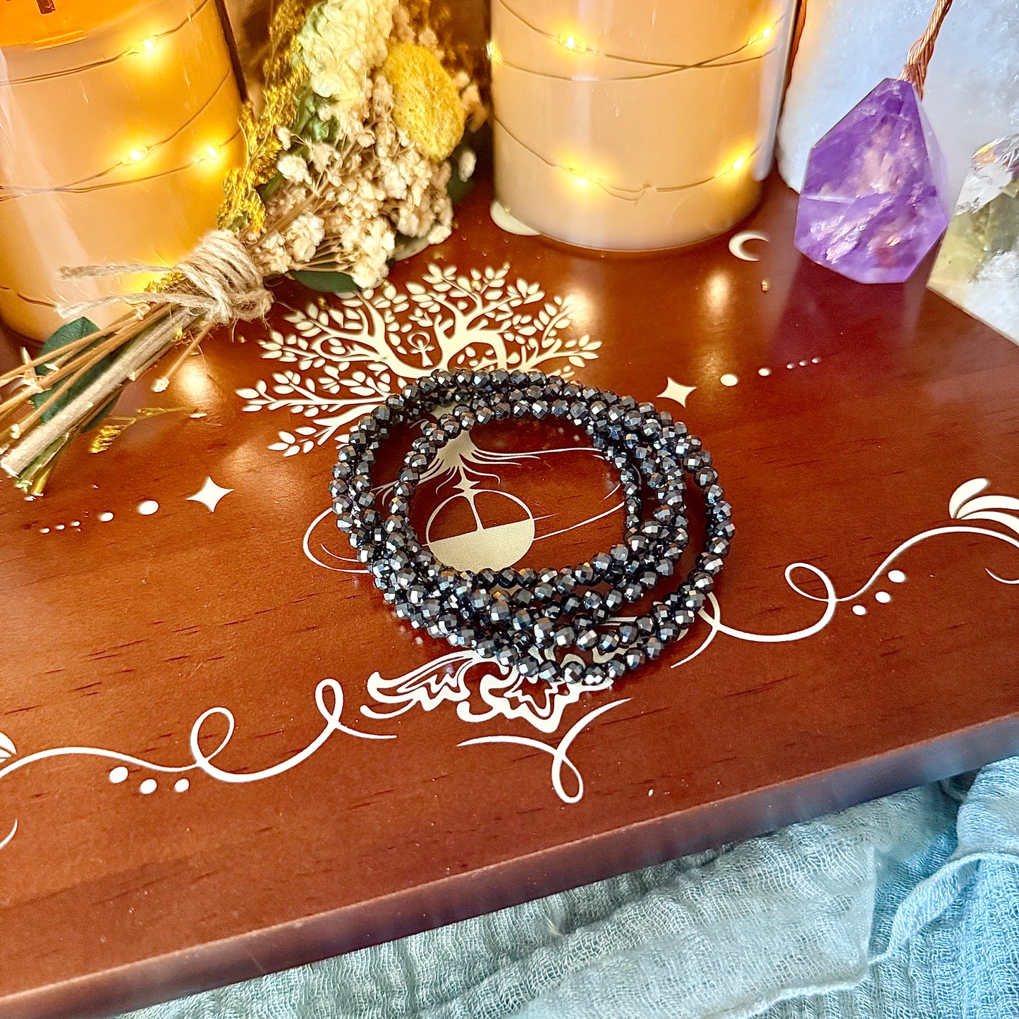 Hematite 4mm Faceted Bracelet, Transformation, Spiritual Awakening