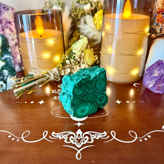 Rare Raw Polished Malachite, Powerful Crystal, Highly Protective