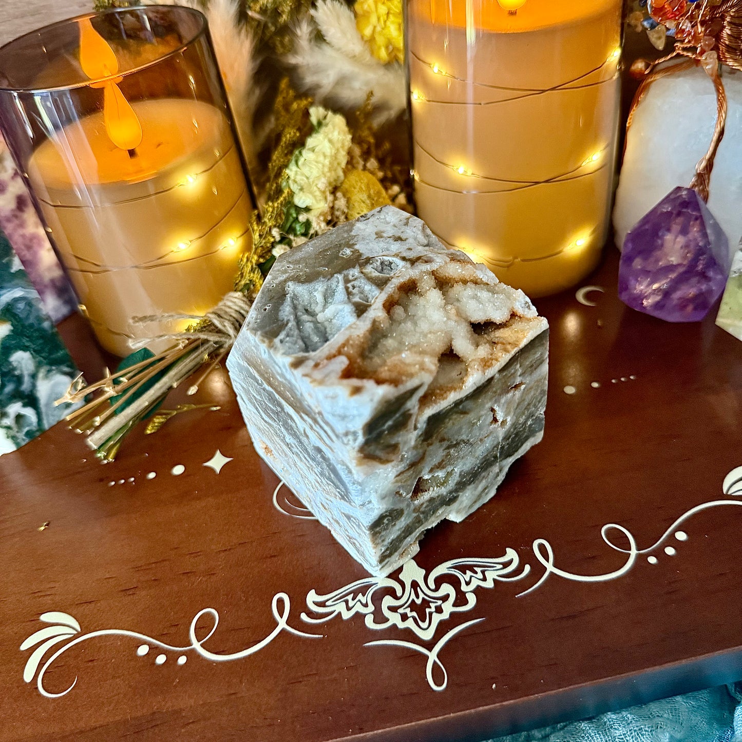 Druzy Sphalerite Cube, Emotional & Spiritual Balance
