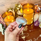 Rainbow Flash Moonstone Palmstone, Intuition Crystal, New Beginnings