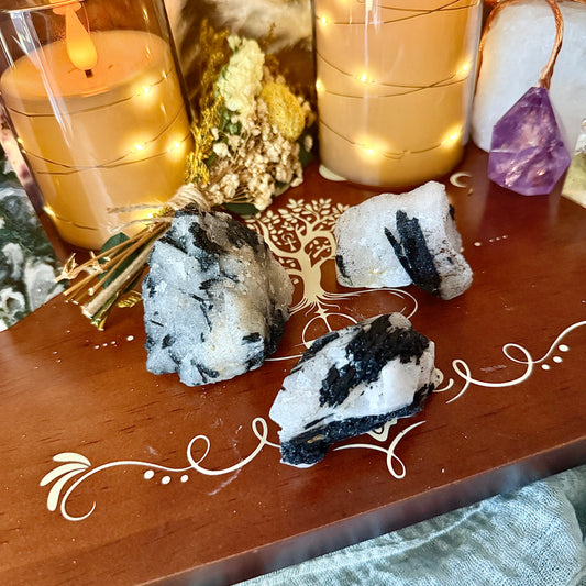 Raw Tourmated Quartz, Grounding & Protection Crystal