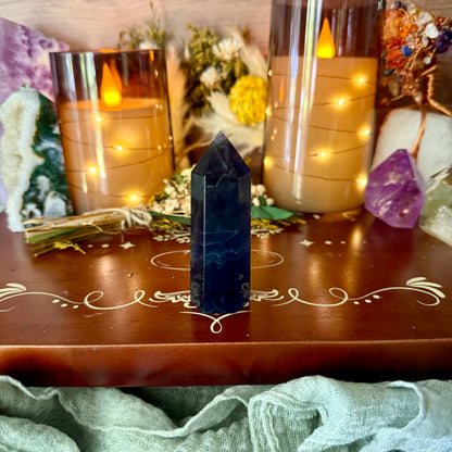 Dark Rainbow Fluorite Tower, Detoxing & Negativity Stone