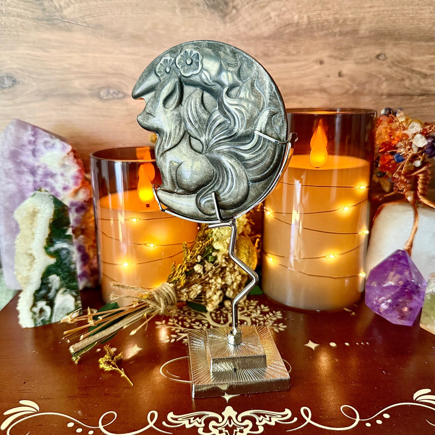 Silver Sheen Obsidian Fox, Purity, Negativity Stone