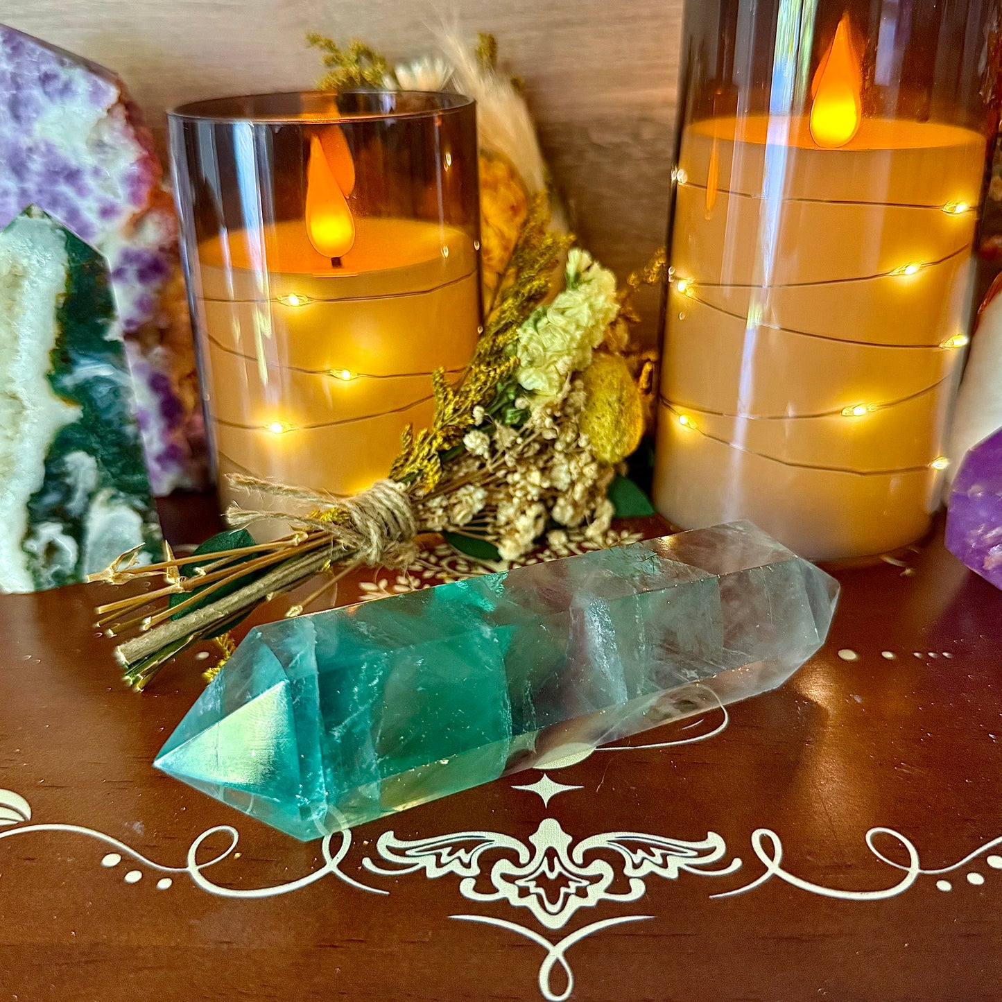 DT Rainbow Fluorite Tower, Detoxing, My Personal Collection!