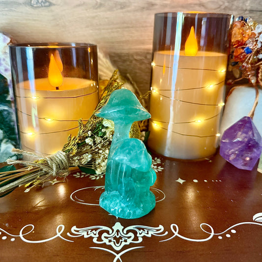 Mint Fluorite Triple Mushroom, Detoxing, My Personal Collection!