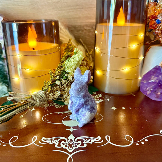 Lepidolite Carved Bunny, Stress Relief, My Personal Collection!