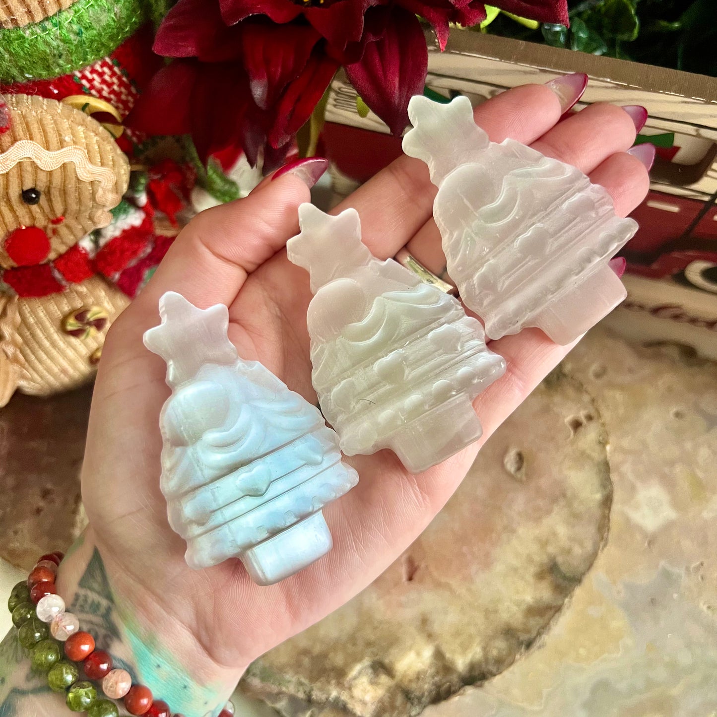 Selenite Carved Christmas Trees, Powerful Cleansing & Healing Stone