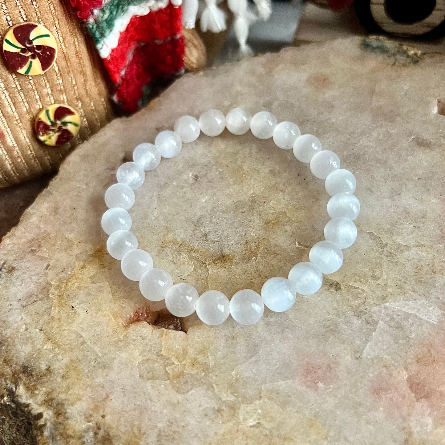 Selenite 8mm Bracelet, Powerful Healing & Cleansing