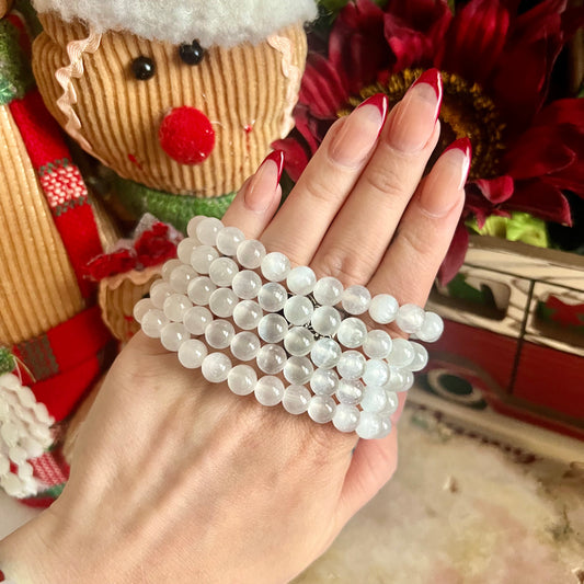 Selenite 8mm Bracelet, Powerful Healing & Cleansing