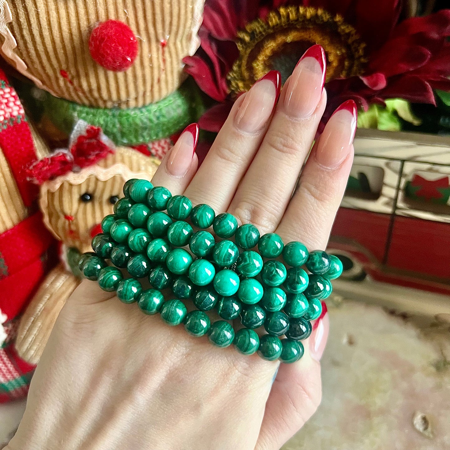 Malachite 8mm Bracelet, Rare Powerful Crystal, Protective Stone