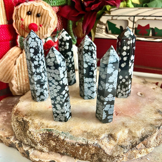 Snowflake Obsidian Tower, Protection & Negativity Stone