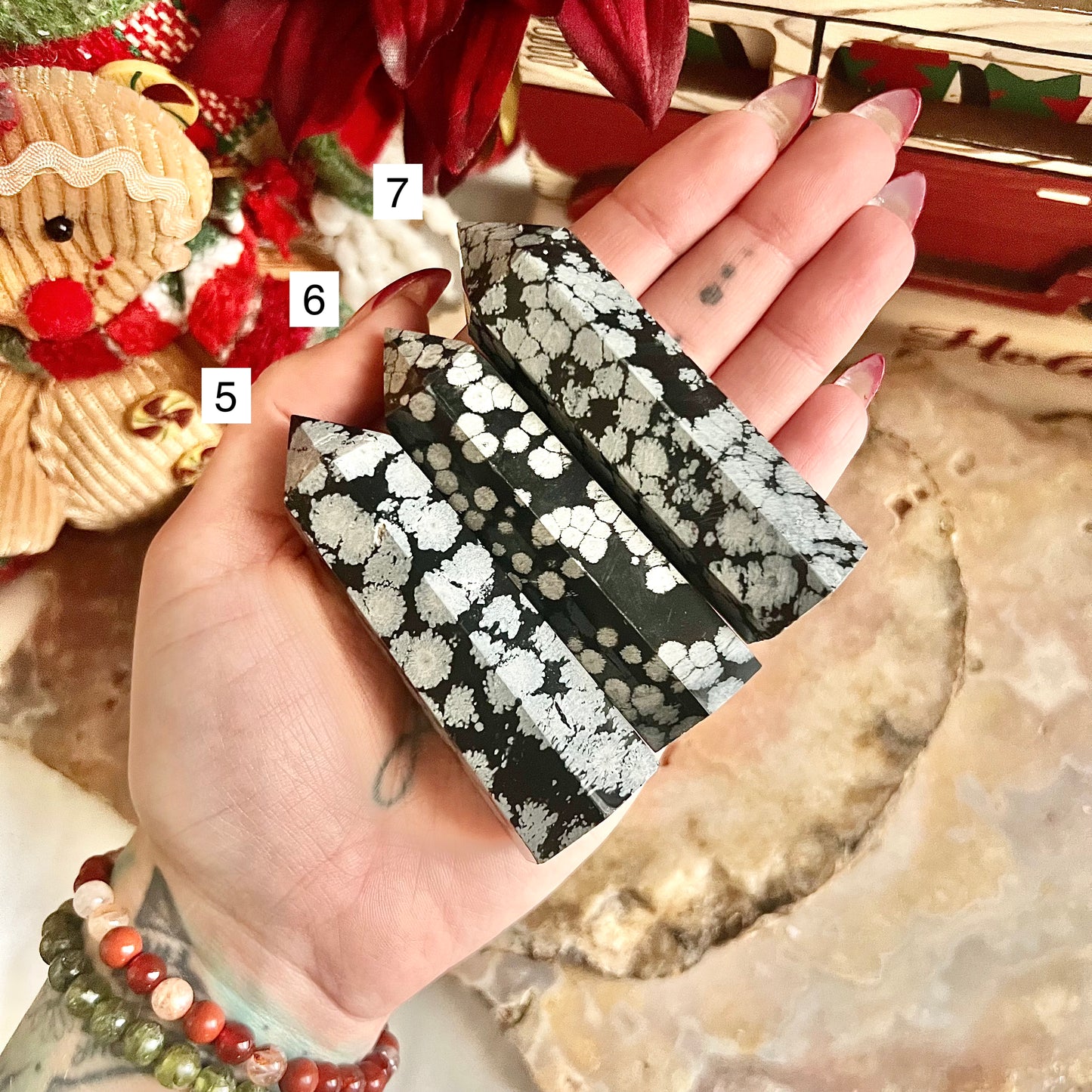 Snowflake Obsidian Tower, Protection & Negativity Stone