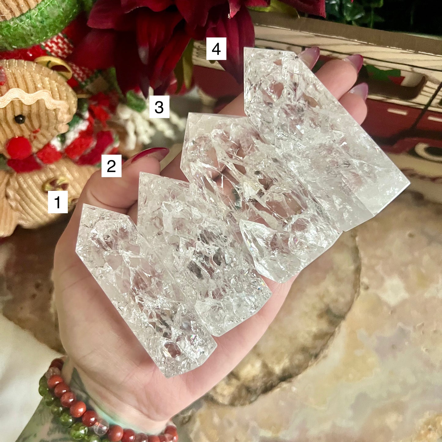 Fire & Ice Clear Quartz Tower, High Vibrating, Master Healer