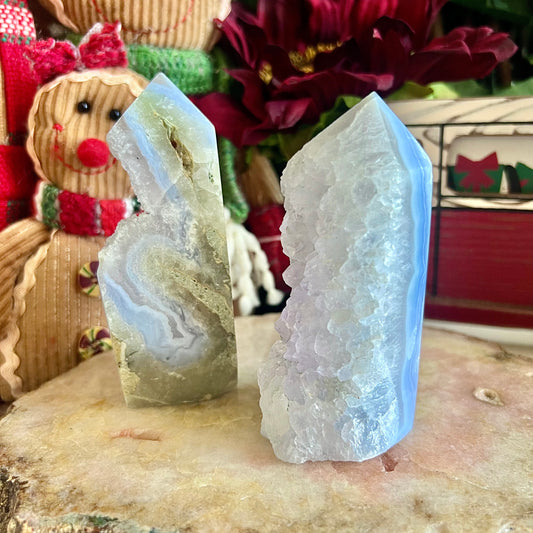 Highest Quality Druzy Blue Lace Agate Tower, Healing, Peace & Calming Stone