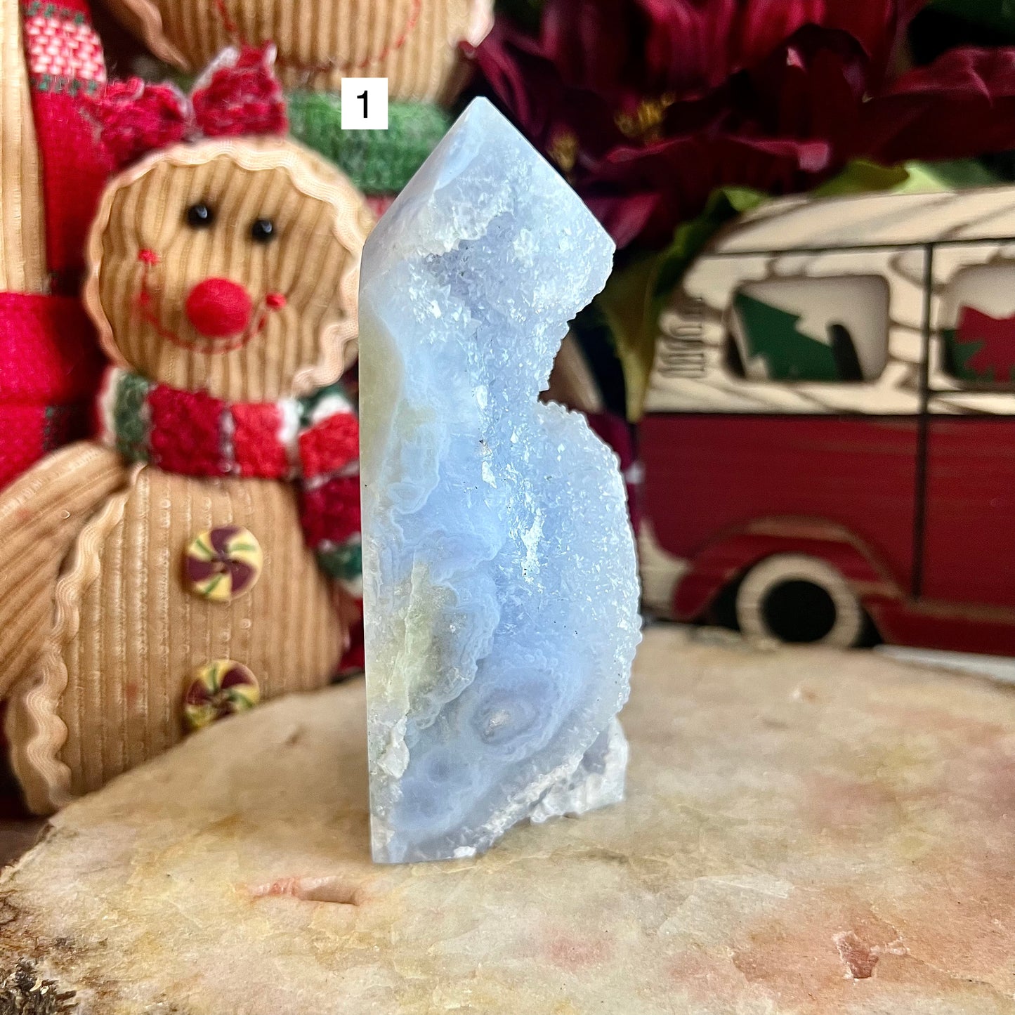 Highest Quality Druzy Blue Lace Agate Tower, Healing, Peace & Calming Stone