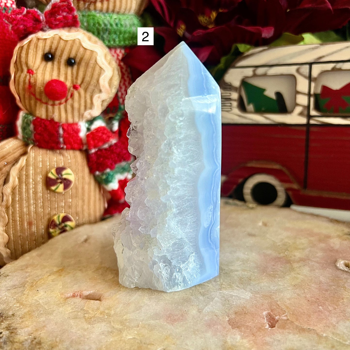 Highest Quality Druzy Blue Lace Agate Tower, Healing, Peace & Calming Stone