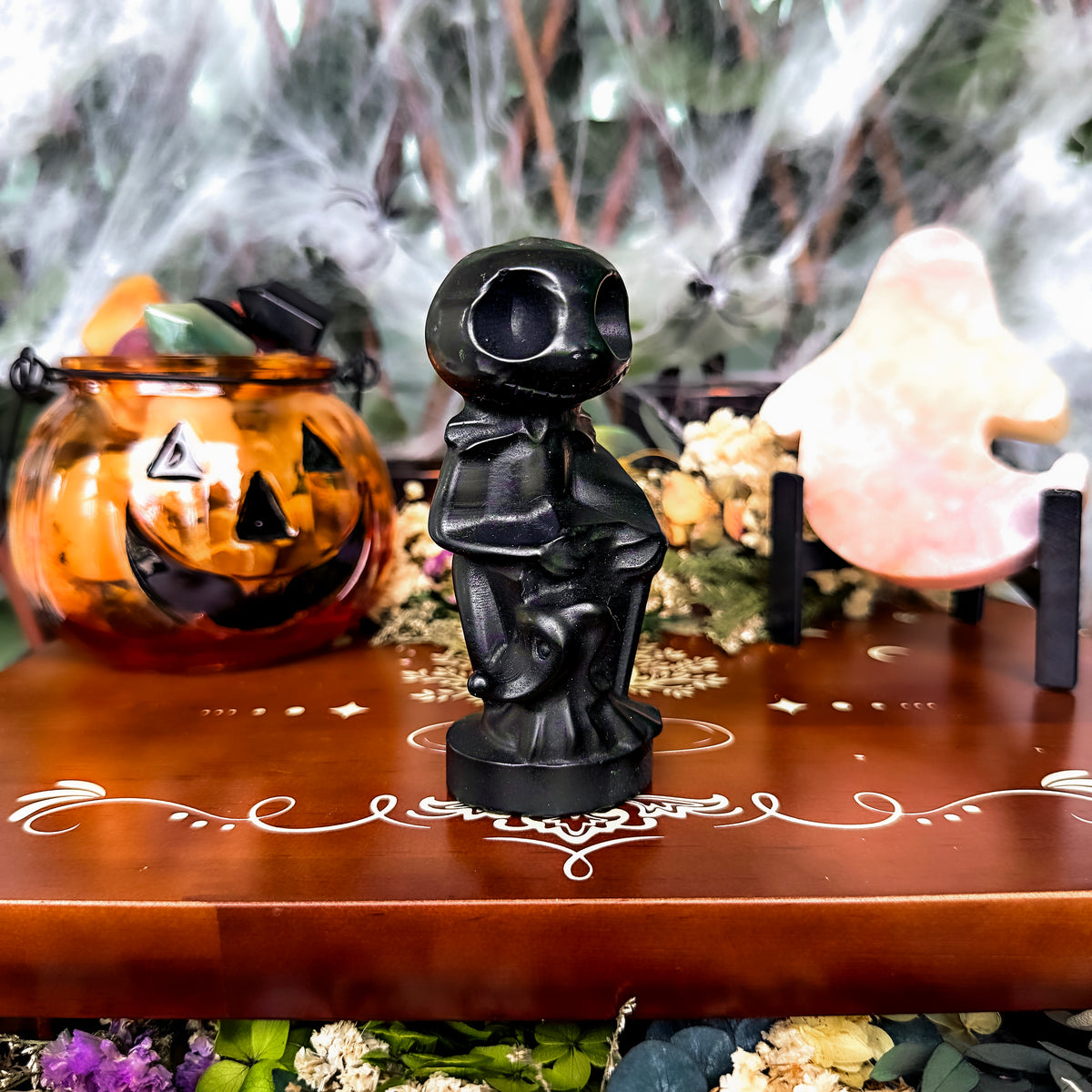 Nightmare Before Christmas Black Obsidian Carving, Jack Skellington & Sally, Choose Your Own!