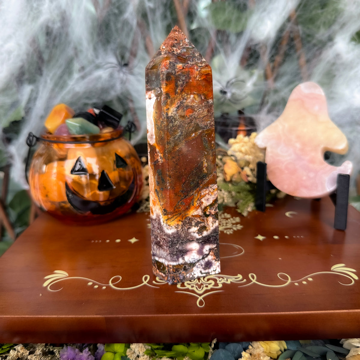 Large Purple Moss Agate Tower, New Beginnings, Creativity Stone