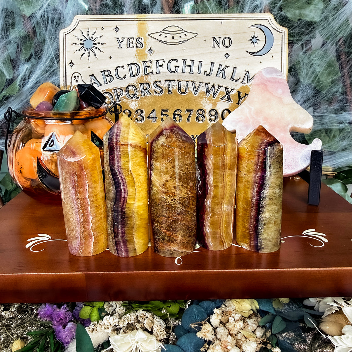 Yellow Fluorite Cylinder Tower, Detoxing & Negativity Stone