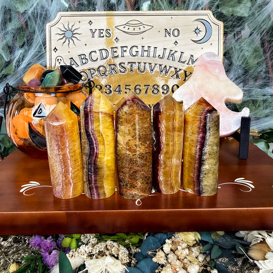 Yellow Fluorite Cylinder Tower, Detoxing & Negativity Stone