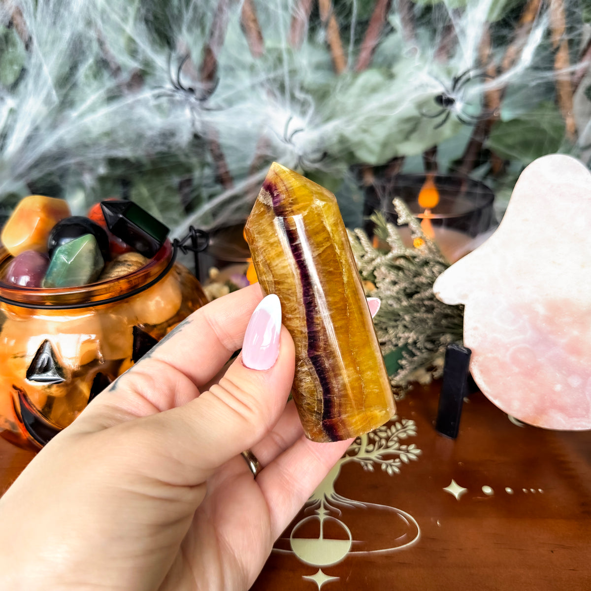 Yellow Fluorite Cylinder Tower, Detoxing & Negativity Stone