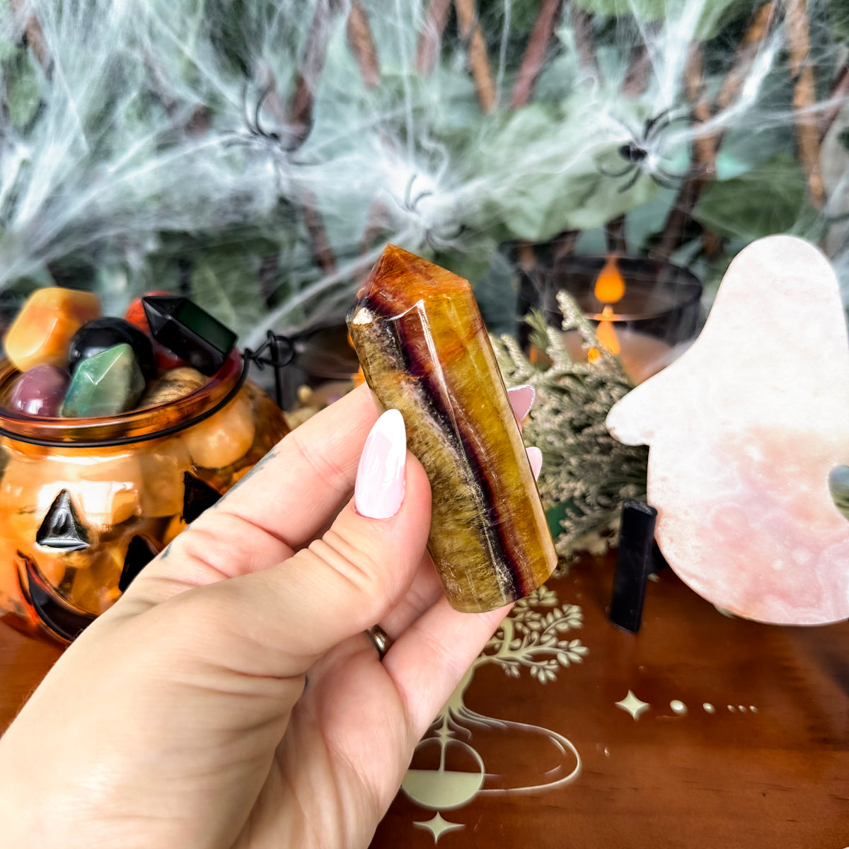 Yellow Fluorite Cylinder Tower, Detoxing & Negativity Stone