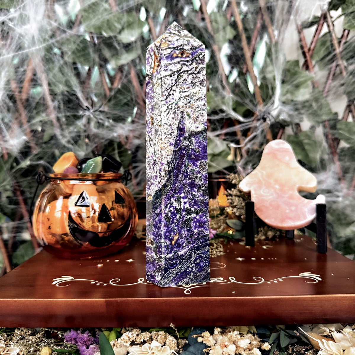 XL Purple Moss Agate Tower, New Beginnings, Creativity Stone