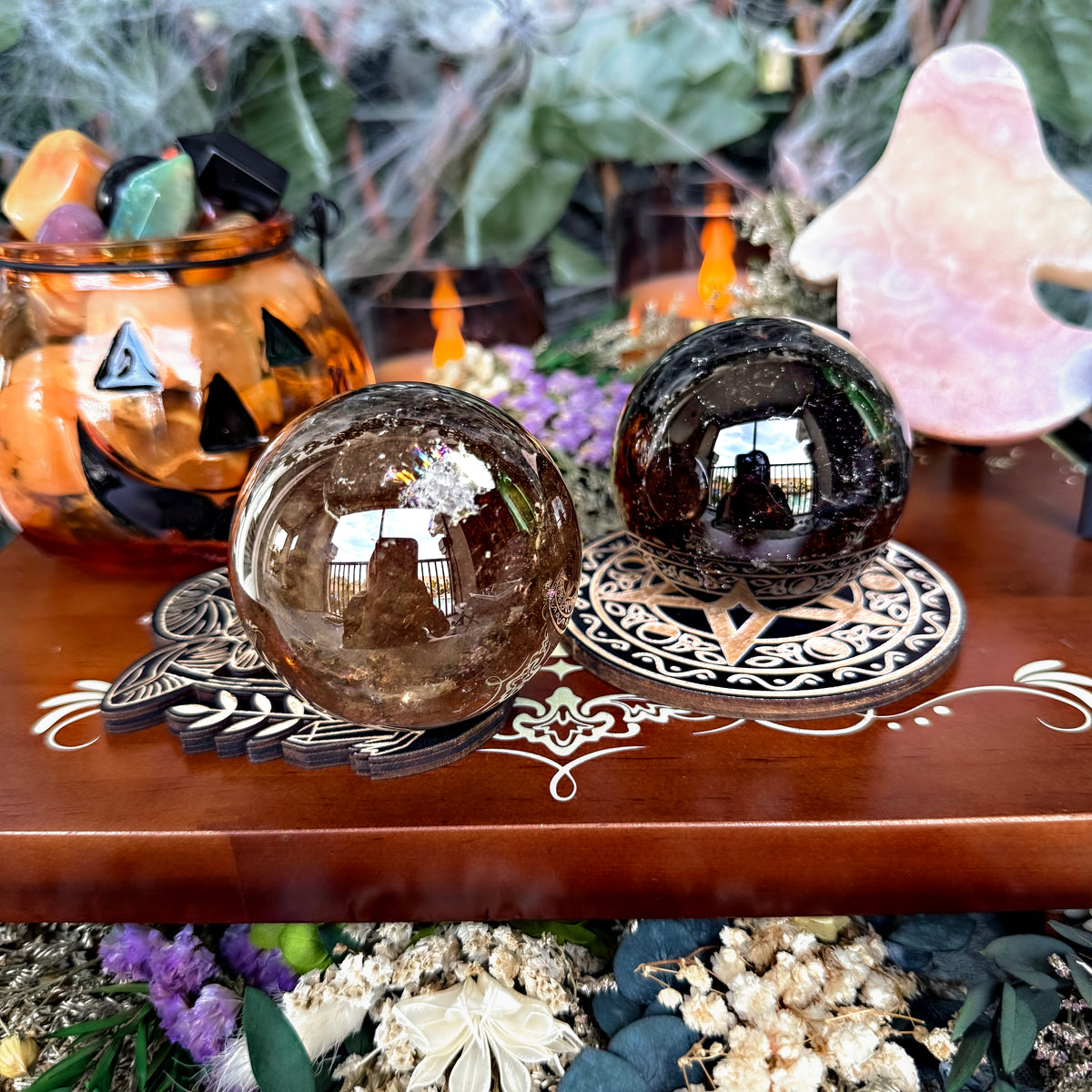 Smoky Quartz Sphere, Grounding, Protection Stone