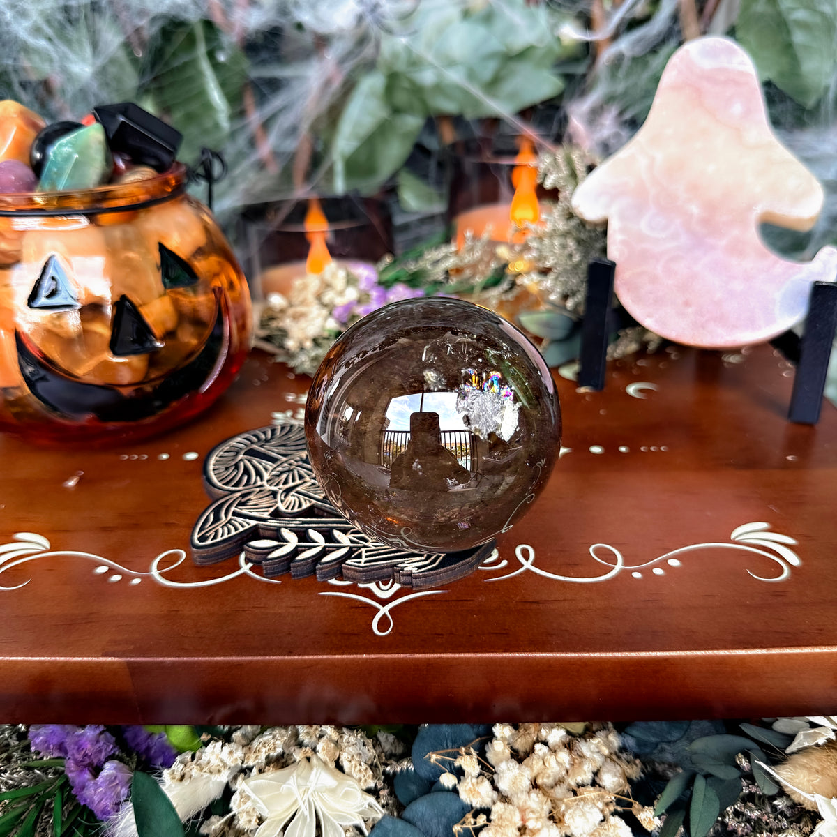 Smoky Quartz Sphere, Grounding, Protection Stone