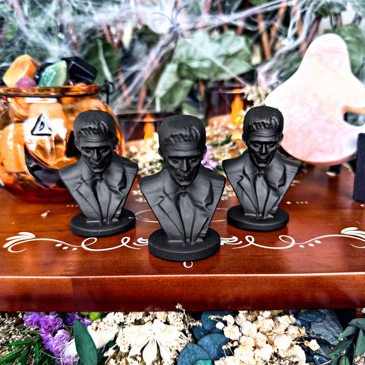 Matte Black Obsidian Frankenstein, Negativity Stone, Protection