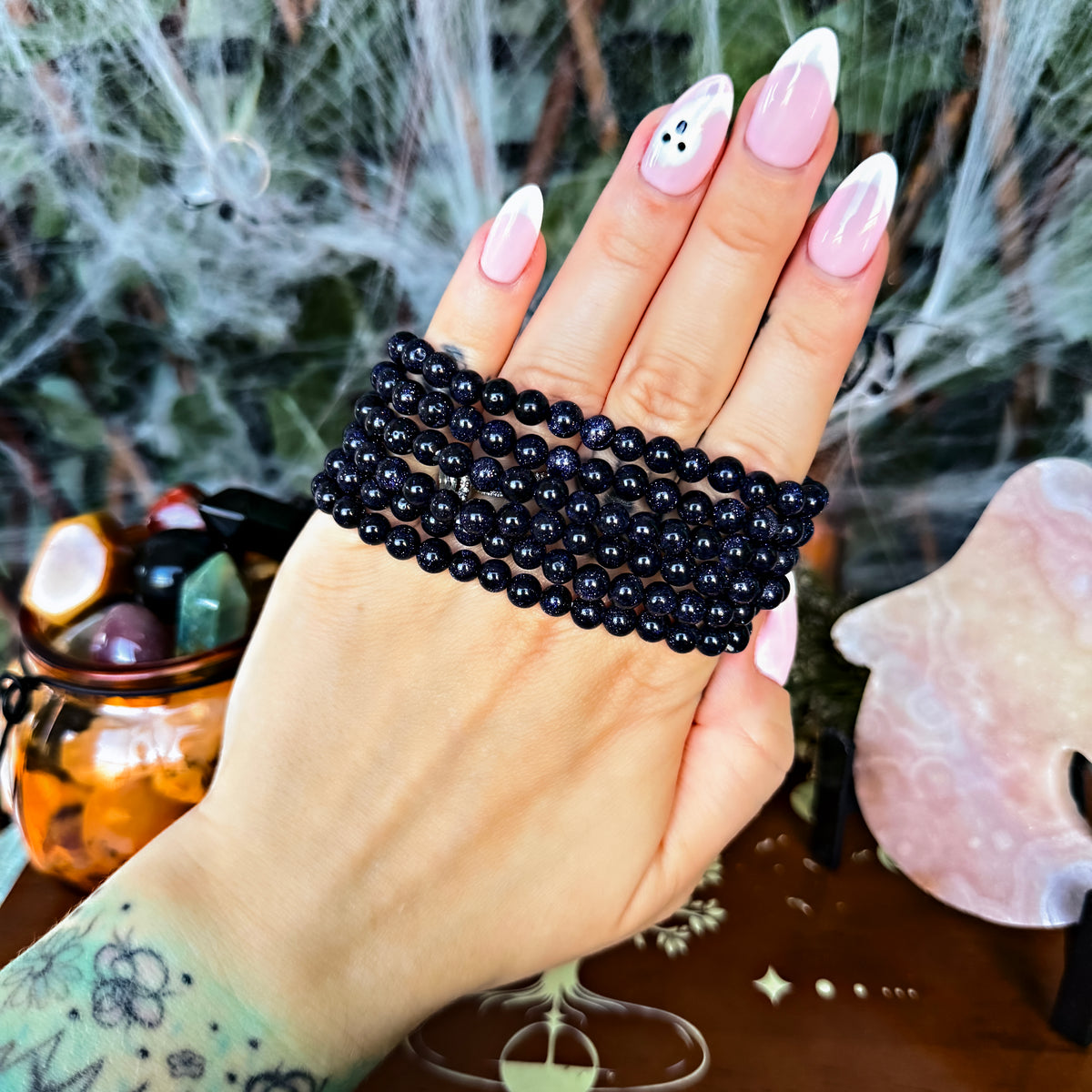 Blue Sandstone 6mm Bracelet, Stone of Ambition, Motivation Crystal